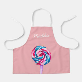 お菓子カラフル棒つきキャンデー水彩画 エプロン