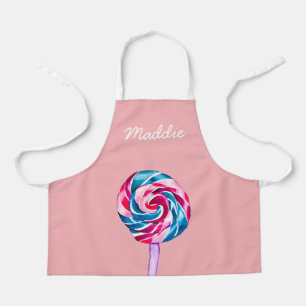 お菓子カラフル棒つきキャンデー水彩画 エプロン