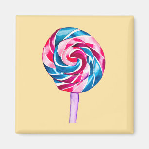 お菓子カラフル棒つきキャンデー水彩画 マグネット