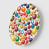 お菓子カラフル：丸キャンディーズのアートワーク ラージ壁時計 (傾斜)