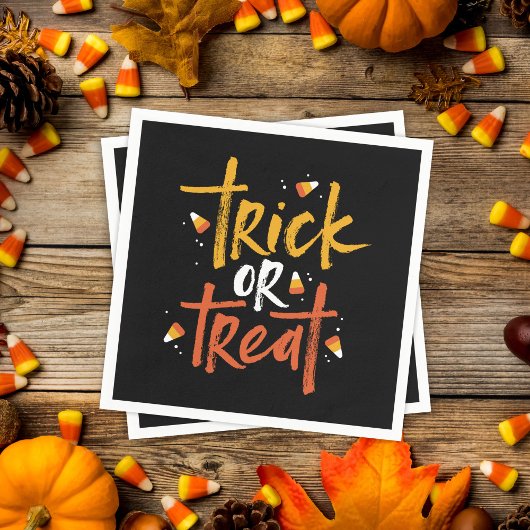 お菓子コーンハロウィーンのトリックまたは治療 スタンダードカクテルナプキン