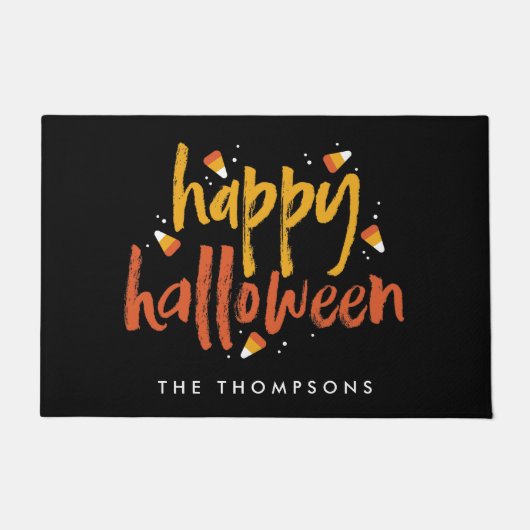 お菓子コーンハロウィーンのトリックまたは治療 ドアマット (正面)