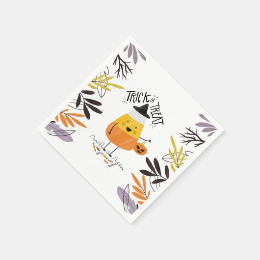 お菓子コーンハロウィーンのトリックまたは治療 | ナプキン スタンダードカクテルナプキン (角)