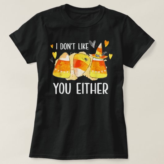 お菓子コーンハロウィーン甘いのが嫌いだ Tシャツ (デザイン正面)