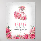 お菓子サイン赤ちゃんシャワーシルバーフラミンゴバレリーナ ポスター (正面)