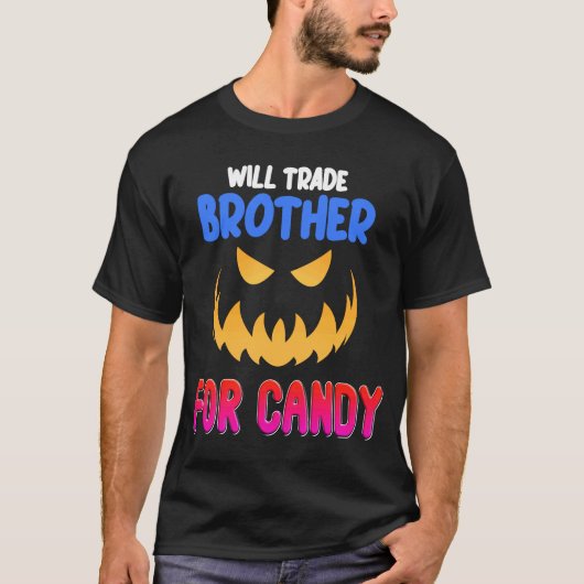 お菓子ハロウィンのために兄弟を交換する Tシャツ (正面)