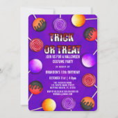 お菓子ハロウィーンのコスチューム誕生日 招待状 (正面)
