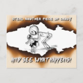 お菓子ハロウィーンの別のピースを警告盗む シーズンポストカード (正面)