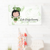 お菓子ベーカー緑の女の子の漫画 横断幕 (インサイチュ)