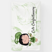 お菓子ベーカー緑の女の子の漫画 横断幕 (縦)