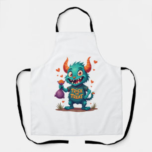 お菓子モンスターのトリックまたはトリートメント – Halloween T-Shirt D エプロン
