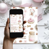 お菓子交換会 バーガンディピンクの輝きのある手作り菓子のお誘い 招待状