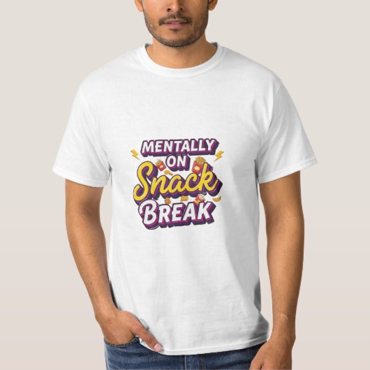 お菓子休憩中 面白いデザイン Tシャツ (正面)