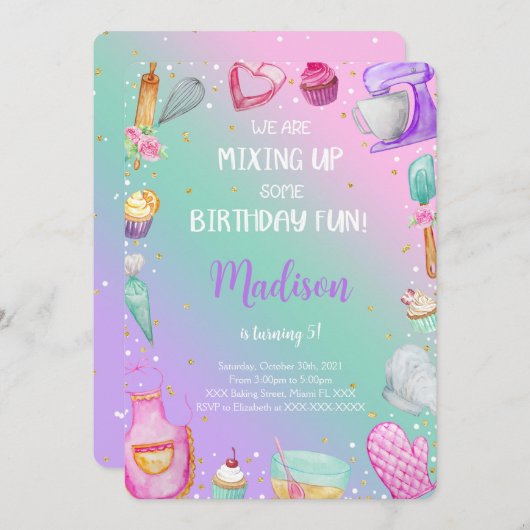 お菓子作りの招待 招待状 (正面/裏面)