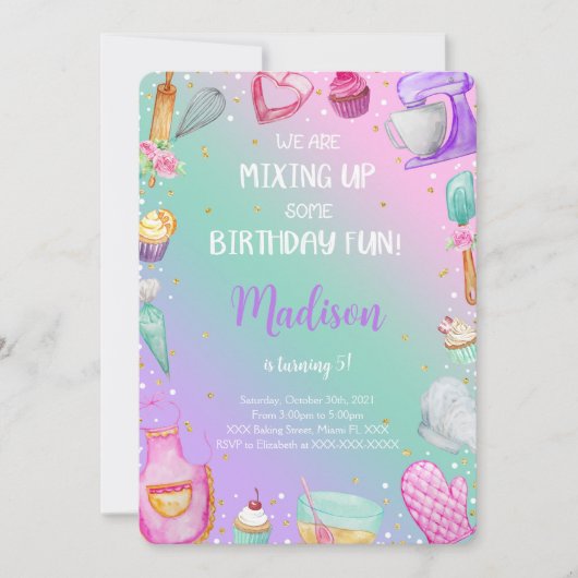 お菓子作りの招待 招待状 (正面)