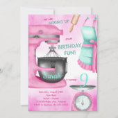 お菓子作りパーティーの女の子の誕生日招待状 招待状 (正面)