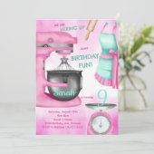 お菓子作りパーティーの女の子の誕生日招待状 招待状 (スタンド正面)