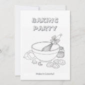 お菓子作りパーティーアクティビティシート | 子供用ぬりえカード 招待状 (正面)