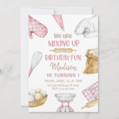 お菓子作りパーティー ガール キッズ クッキング 誕生日 招待状 (正面)