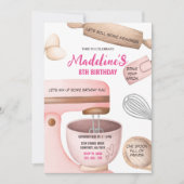 お菓子作り誕生日パーティー ガールズクッキングバースデーパーティー 招待状 (正面)