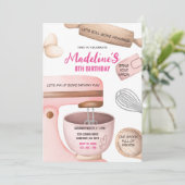 お菓子作り誕生日パーティー ガールズクッキングバースデーパーティー 招待状 (スタンド正面)