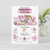 お菓子作り バースデーパーティー ガーリーなお菓子作りバースデーパーティー 招待状 (スタンド正面)