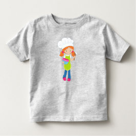 お菓子作り, パティシエ, パン屋, かわいい少女, オレンジ色の髪 トドラーTシャツ