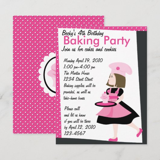 お菓子好きな女の子 招待状 (正面/裏面)