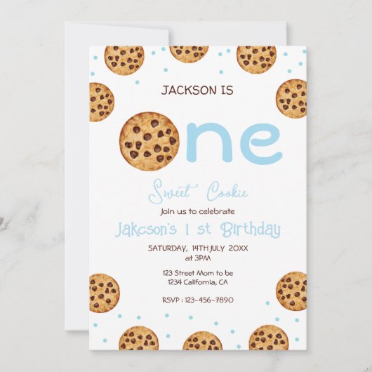 お菓子好きな少年 誕生日おめでとう 招待状 (正面)