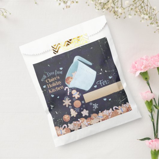 お菓子屋さんのクリスマスお菓子袋 パーソナライズ フェイバーバッグ (封をした状態)