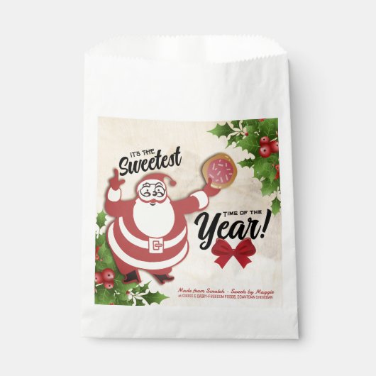 お菓子屋さんのクリスマスお菓子袋　名入れ フェイバーバッグ (正面)