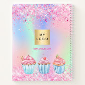 お菓子屋さんの名前が輝くカップケーキ ノートブック (裏面)