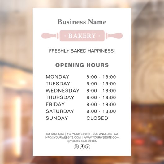 お菓子屋さんの営業時間 ローリングピン ウィンドウサイン (シート2)