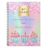 お菓子屋さん キラキラ カップケーキ 名前 ノートブック (正面)