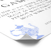 お菓子探しベビーティー中国セットブルーホワイトレース ポスター (角)