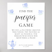 お菓子探しベビーティー中国セットブルーホワイトレース ポスター (正面)