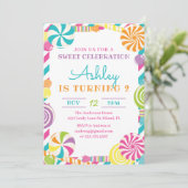 お菓子棒つきキャンデー誕生日パーティーの招待 招待状 (スタンド正面)