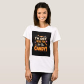 お菓子目当てです！ハロウィン レディース Tシャツ (正面フル)