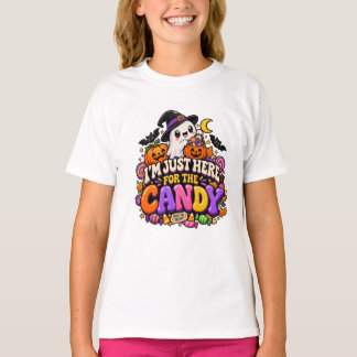 お菓子目当てで来ただけの可愛いハロウィンのオバケ Tシャツ