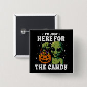 お菓子目当てな宇宙人 ハロウィンジョーク 缶バッジ (正面&裏面)