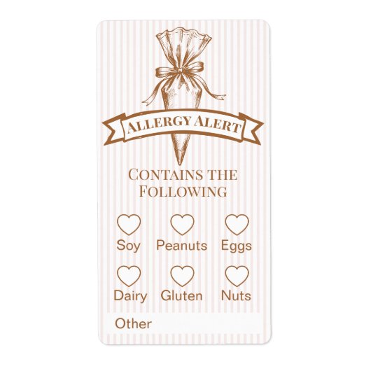 お菓子絞り出し袋パン屋さんアレルギー警告焼き菓子 ラベル (正面)