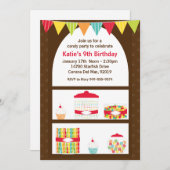 お菓子誕生日パーティーの招待 招待状 (正面/裏面)