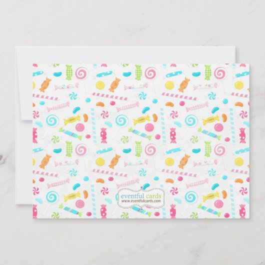 お菓子誕生日パーティーの招待 招待状 (裏面)