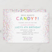 お菓子誕生日招待状お菓子欲しい人は?! 招待状 (正面/裏面)