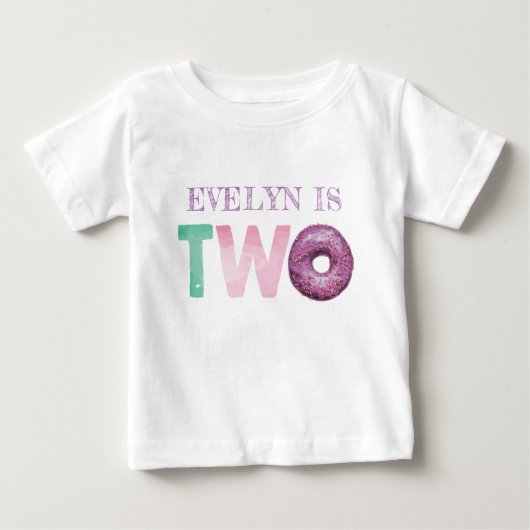 お菓子2つの誕生日パーソナライズ ベビーTシャツ (正面)