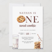 お菓子1つで幸せなミルクとクッキーの1歳誕生日 招待状 (正面)