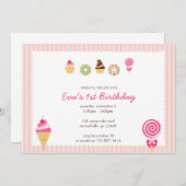 お菓子、おやつ＆初めての誕生日 招待状 (正面/裏面)