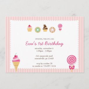 お菓子、おやつ&初めての誕生日 招待状