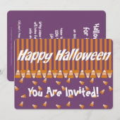 お菓子 カボチャの子供のハロウィンパーティーの招待状 招待状 (正面/裏面)