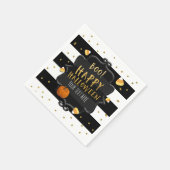 お菓子 カボチャ ハロウィン 黒白 ストライプ BOO! スタンダードカクテルナプキン (角)